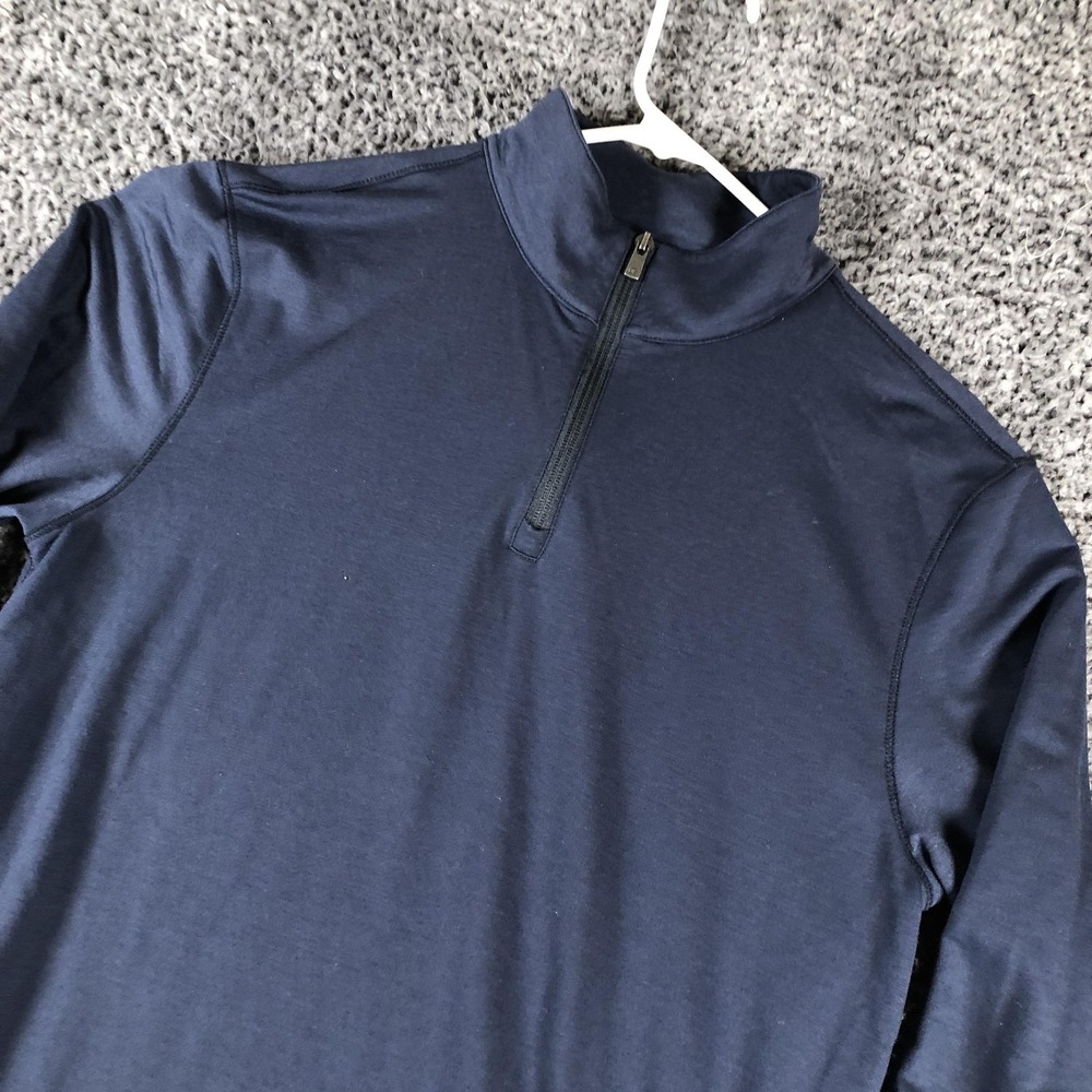Faherty Pullover Mens Small Blue 1/4 Zip Mock Neck Stretch Repreve Jersey Top